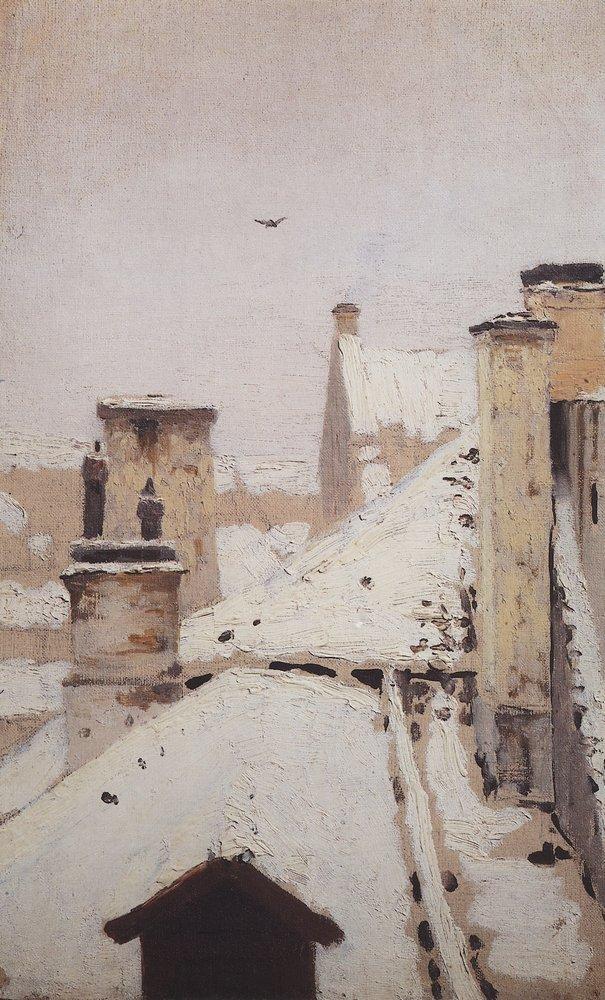 Roofs. Winter (1876) - Arkhip Kuindzhi Tablo