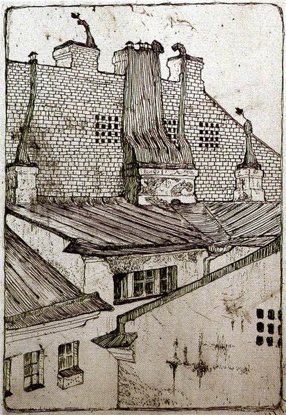Rooftops (1901) - Mstislav Dobuzhinsky Tablo