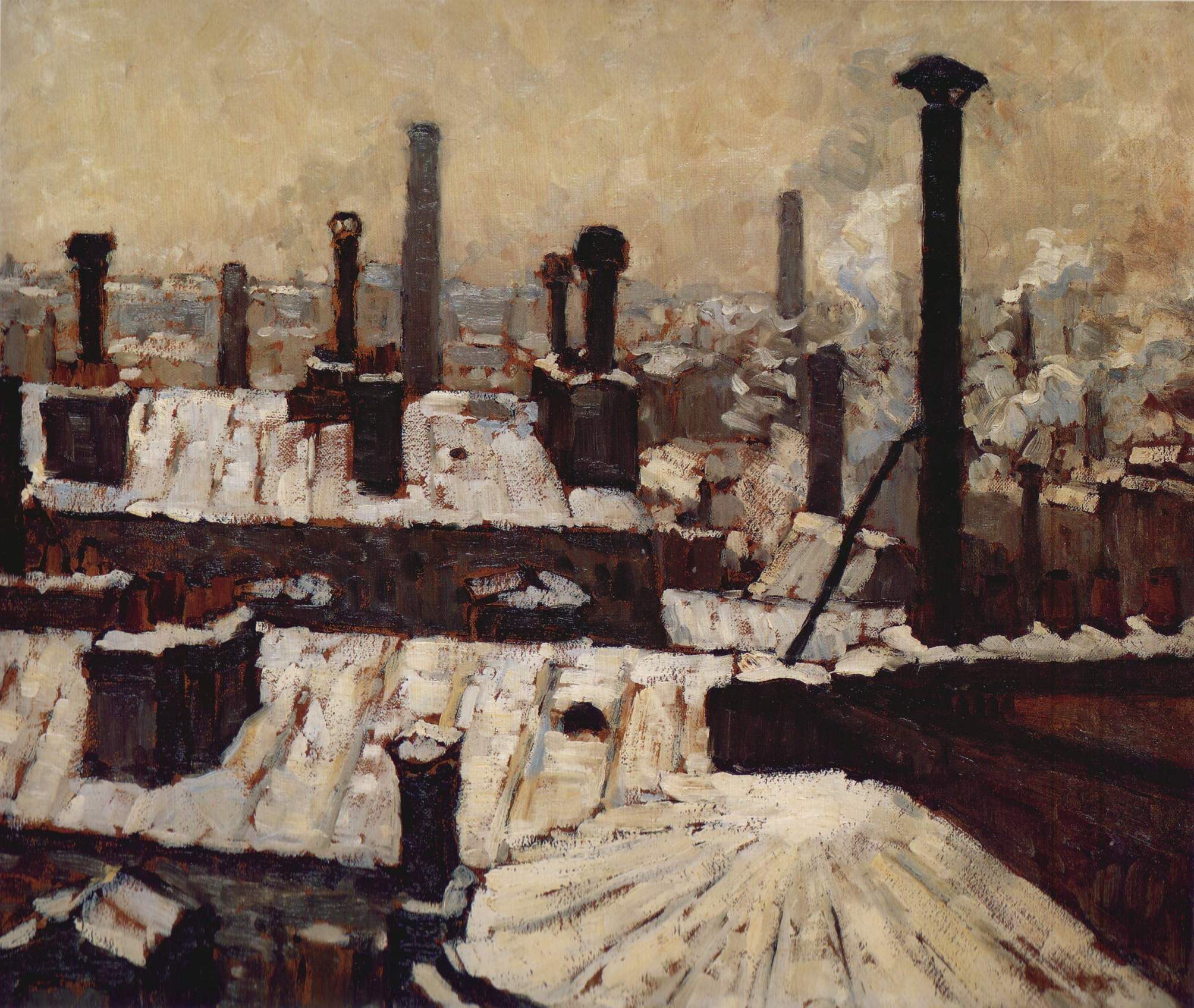Rooftops in the Snow, Paris (1878) - Gustave Caillebotte Tablo