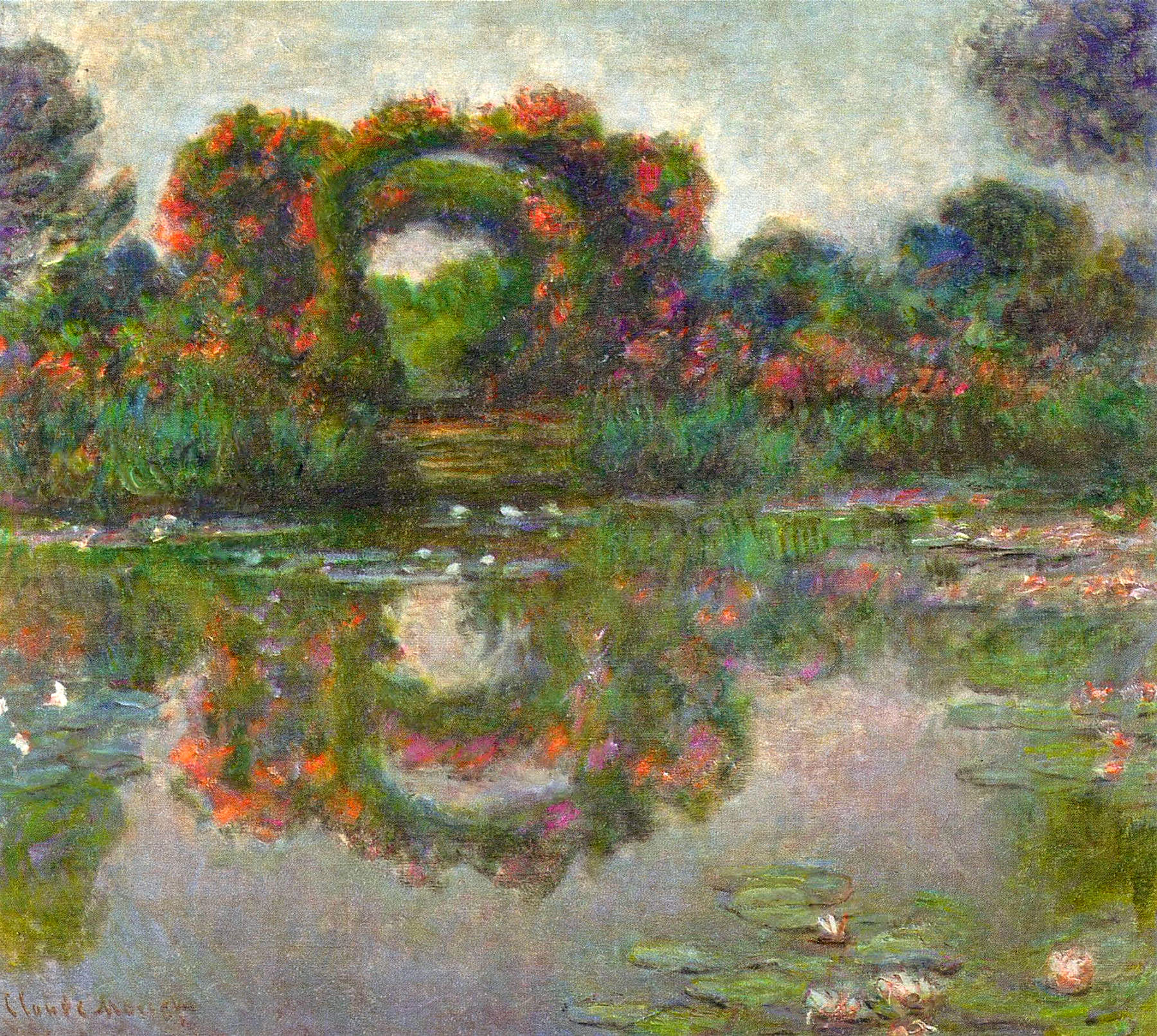 Rose Flowered Arches at Giverny (1913) - Claude Monet Tablo