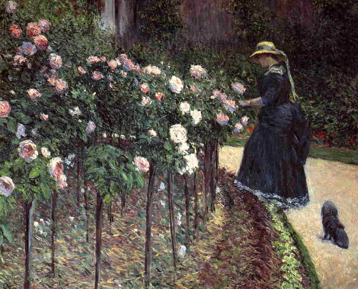 Roses in the Garden at Petit Gennevilliers (1886) - Gustave Caillebotte Tablo