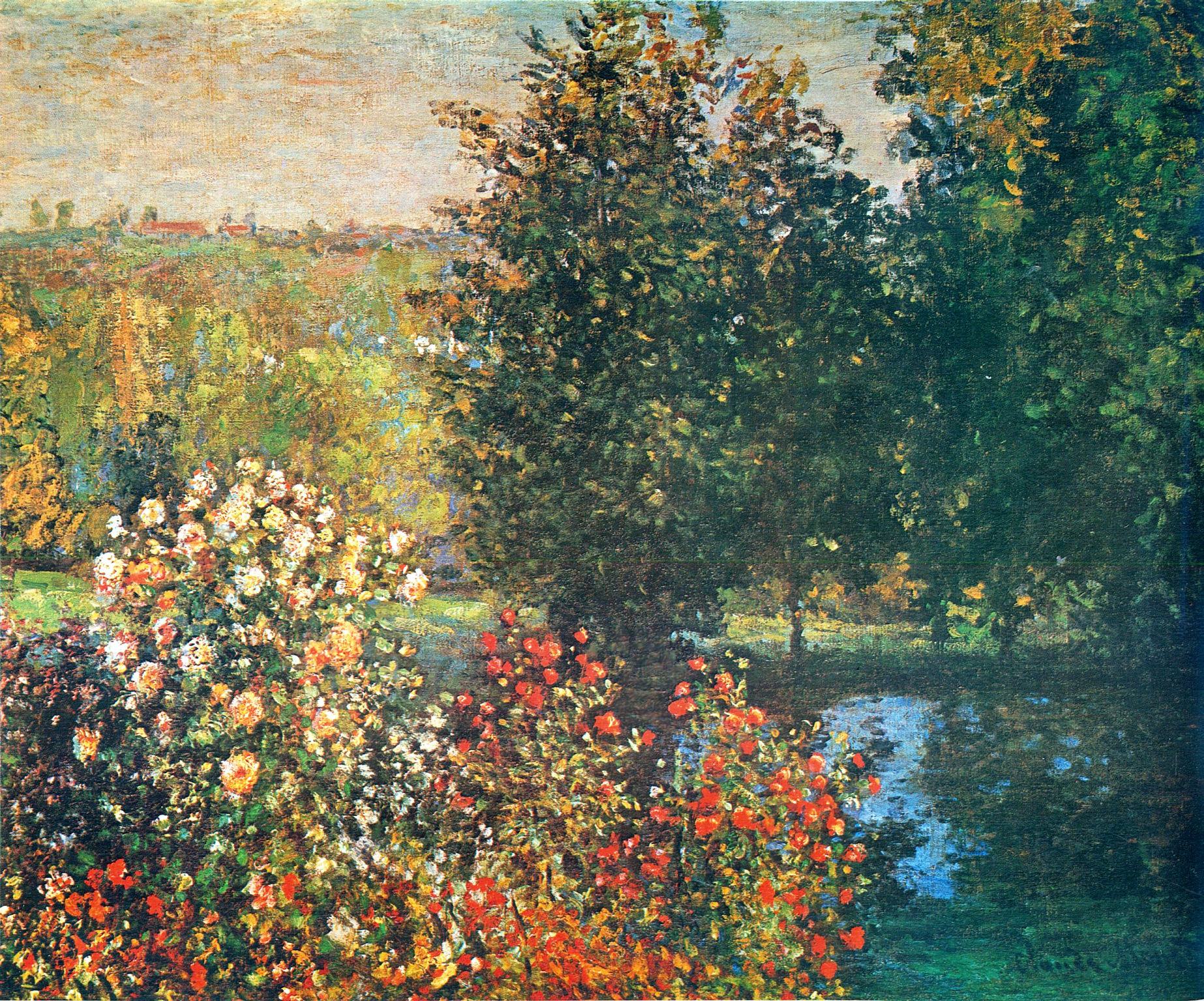 Roses in the Hoshede`s Garden at Montregon (1876) - Claude Monet Tablo