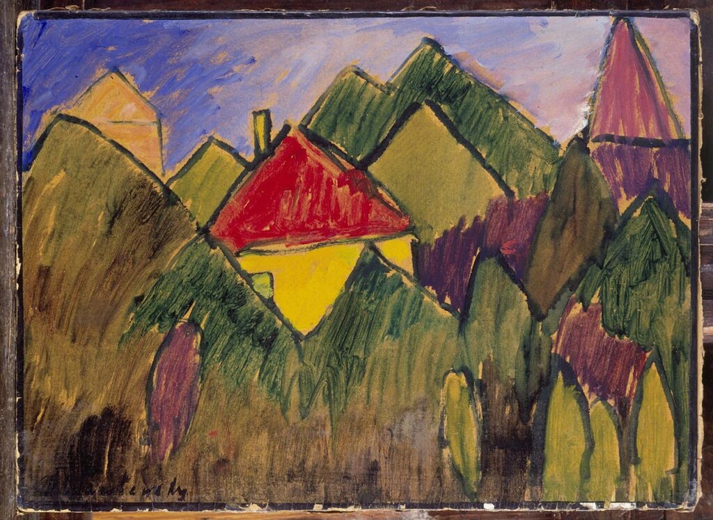 Rote Giebel Rote Dächer (1910) - Alexej von Jawlensky Tablo