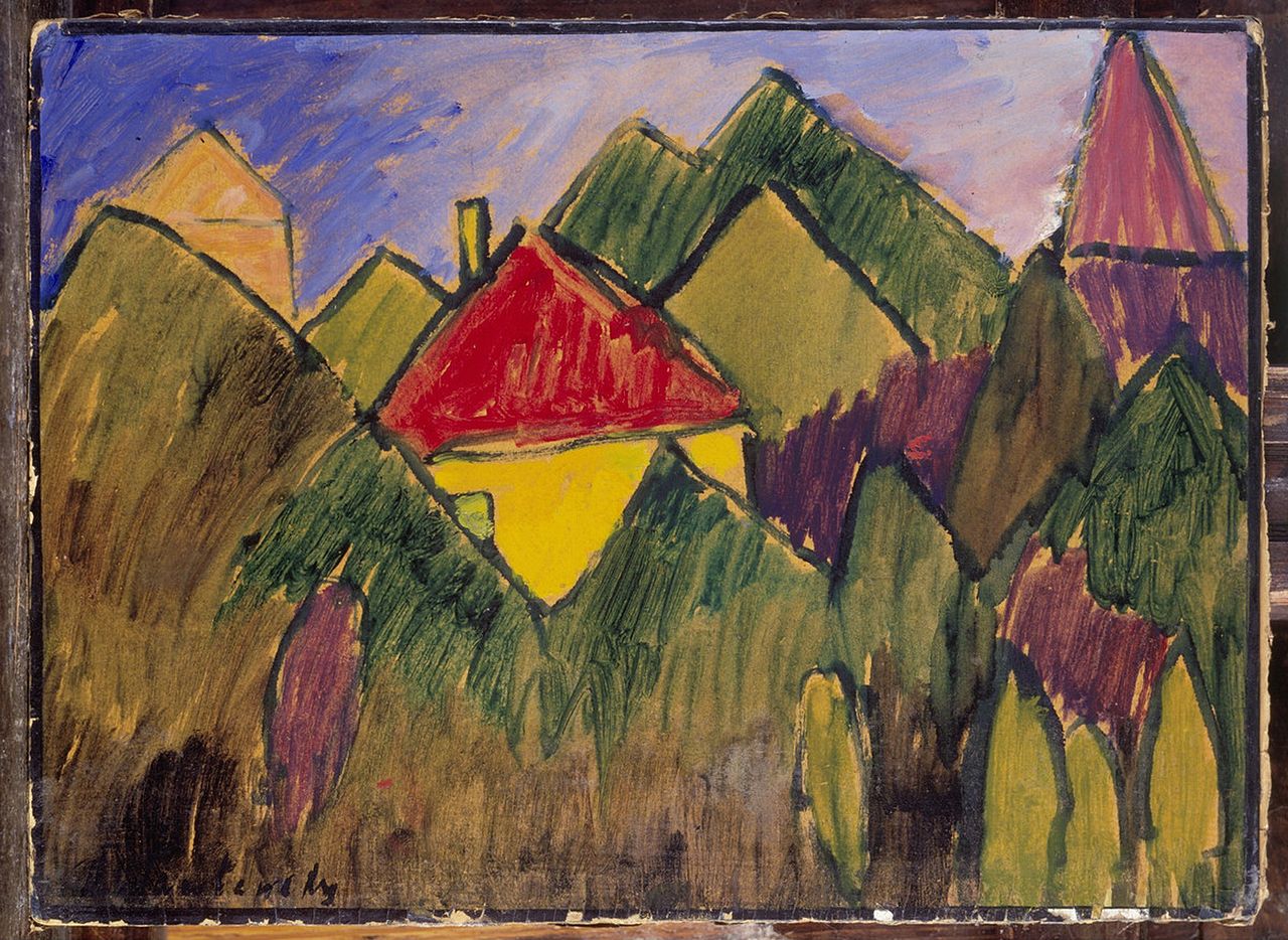 Rote Giebel Rote Dächer (1910) - Alexej von Jawlensky Tablo