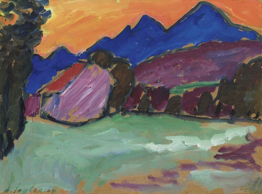 Roter Abend Blaue Berge (1910) - Alexej von Jawlensky Tablo