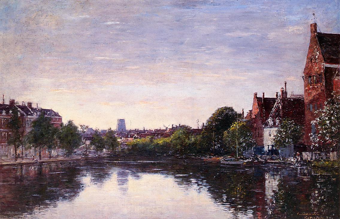 Rotterdam. A Corner of the Basin (1877) - Eugène Boudin Tablo