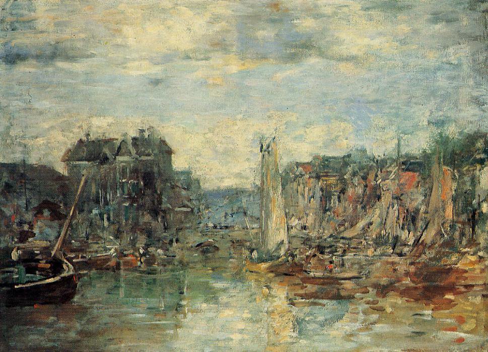 Rotterdam, the Commodities Exchange Port (1878) - Eugène Boudin Tablo