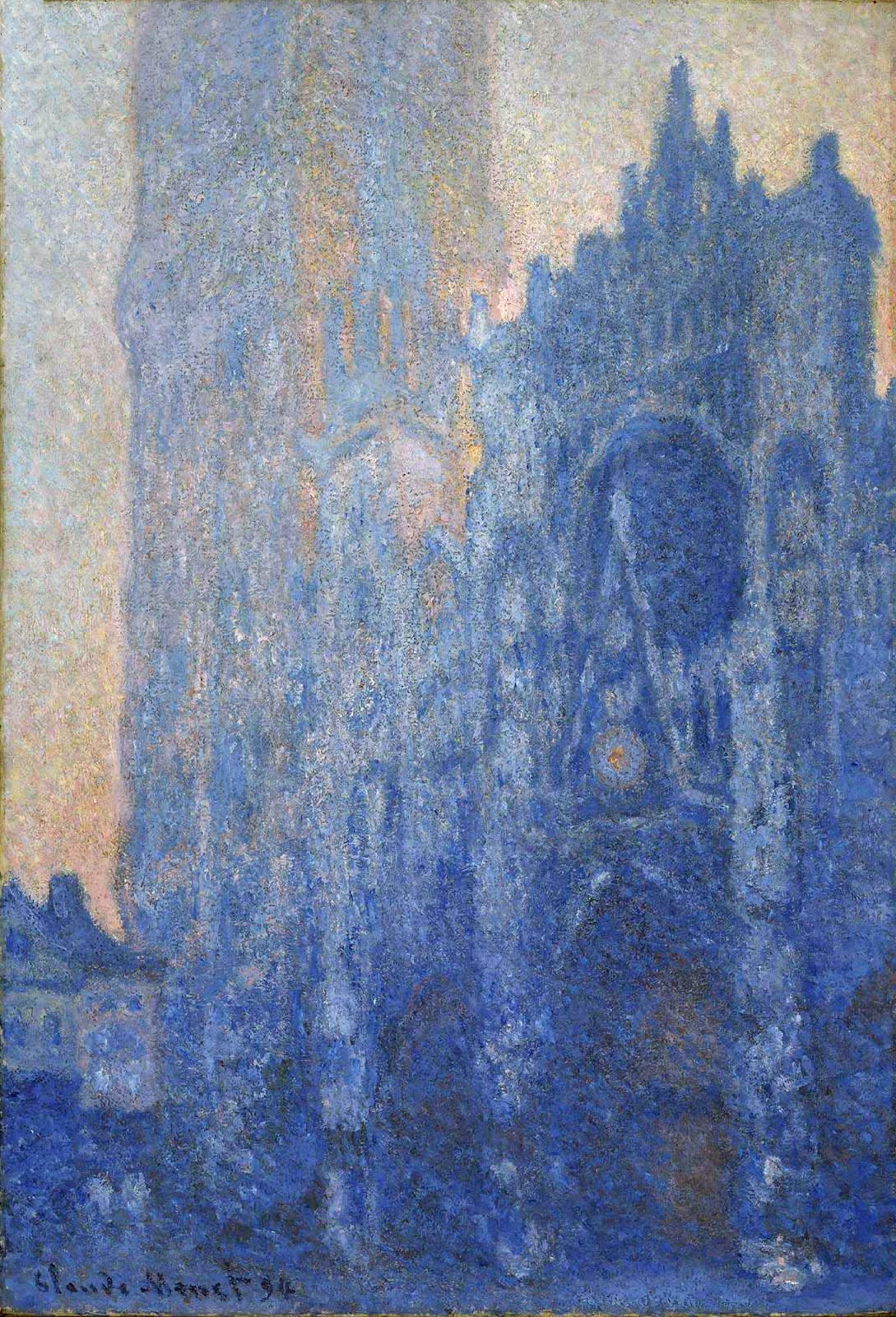 Rouen Cathedral Façade and Tour d'Albane (Morning Effect) (1894) - Claude Monet Tablo