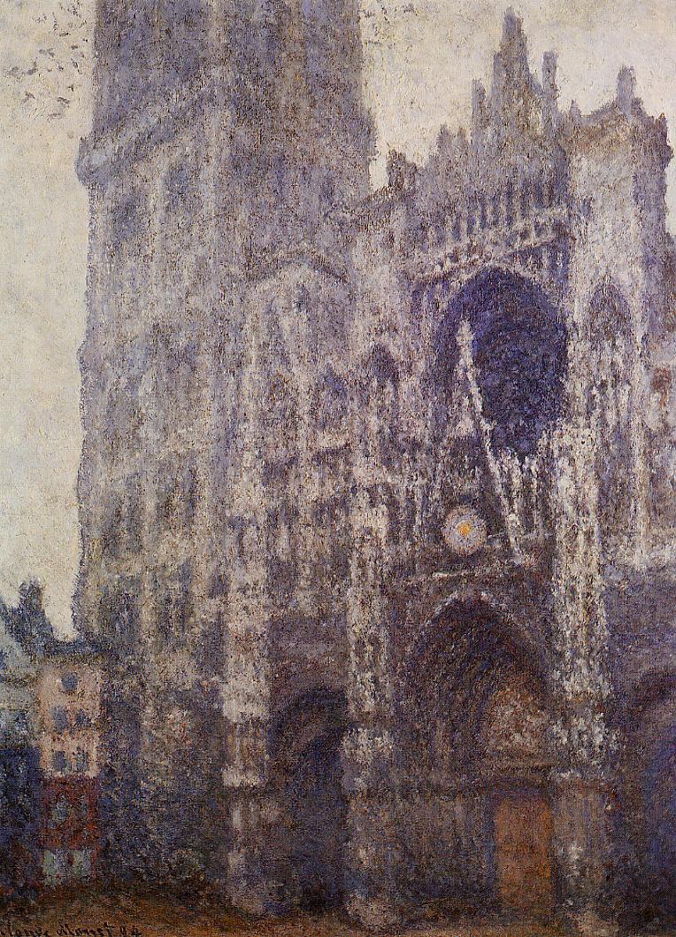 Rouen Cathedral, The Portal and the Tour d'Albene, Grey Weather (1894) - Claude Monet Tablo