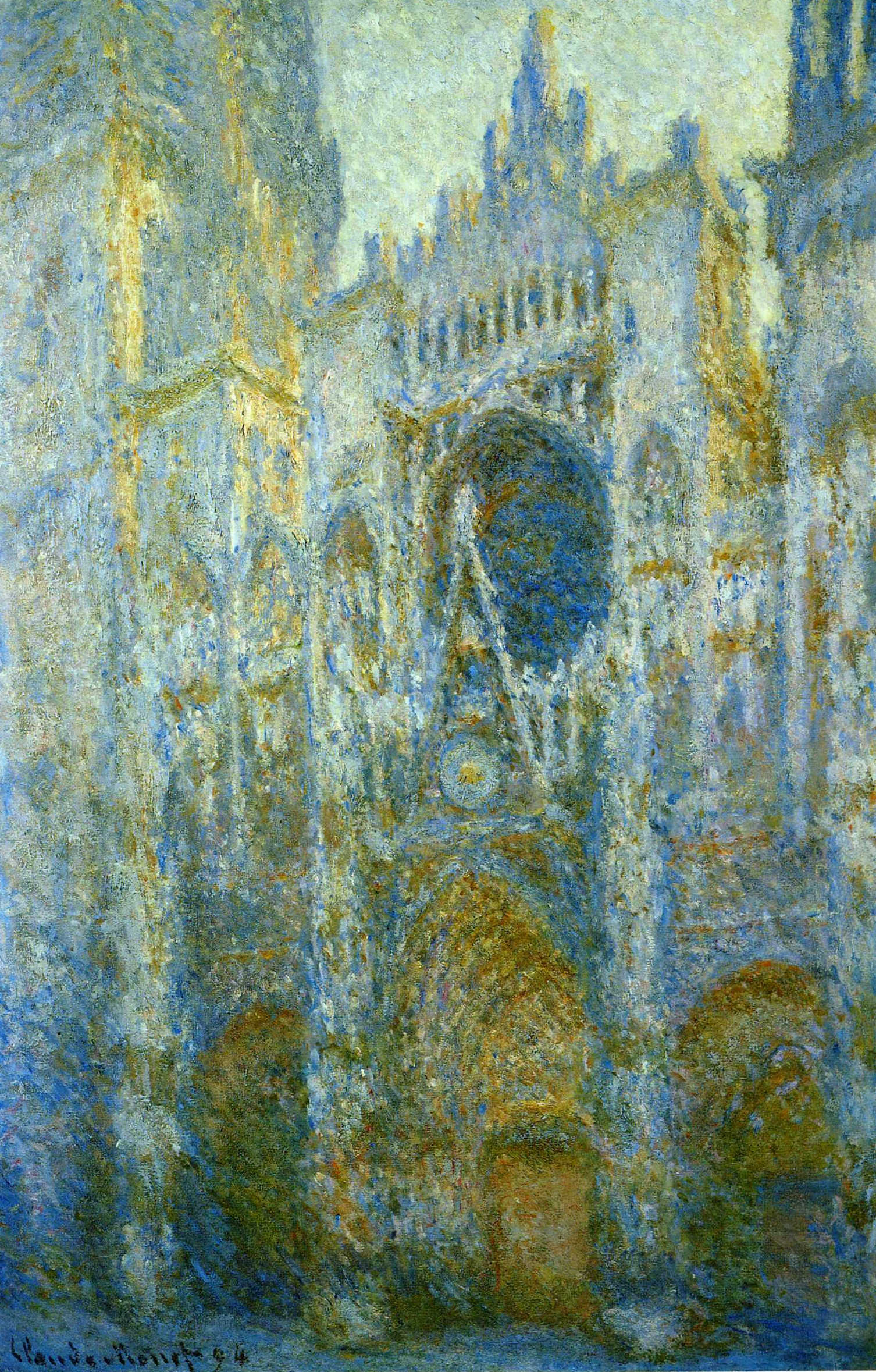 Rouen Cathedral, West Facade, Noon (1894) - Claude Monet Tablo