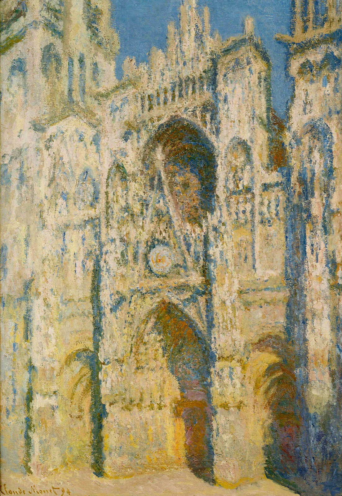 Rouen Cathedral, the Portal and the Tower d`Allban on the Sun (1894) - Claude Monet Tablo