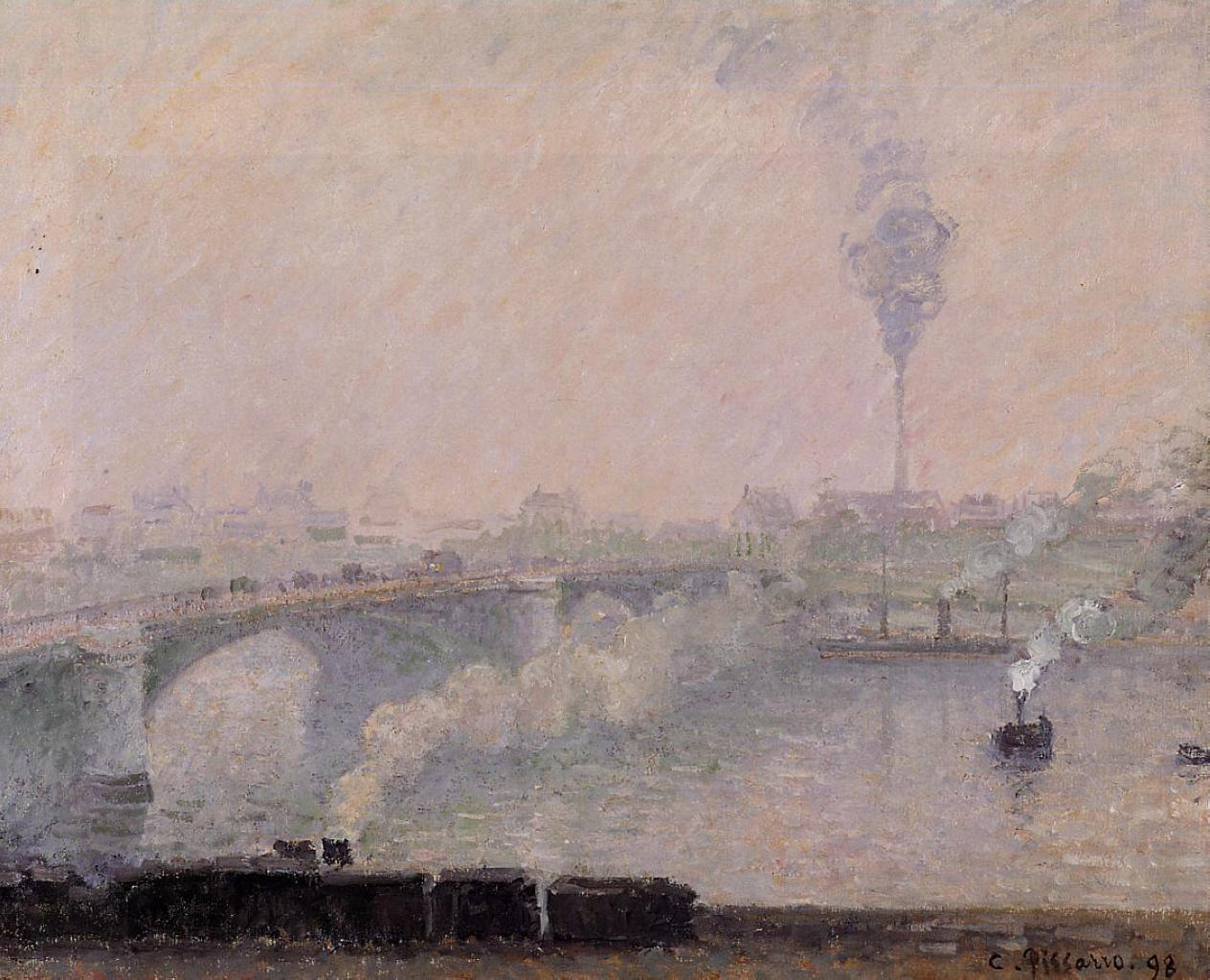Rouen, Fog Effect (1898) - Camille Pissarro Tablo