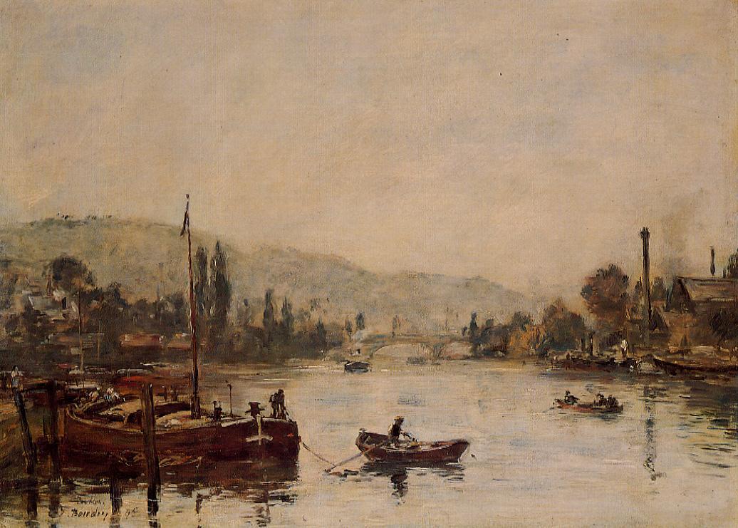 Rouen, the Santa Catherine Coast, Morning Mist (1895) - Eugène Boudin Tablo
