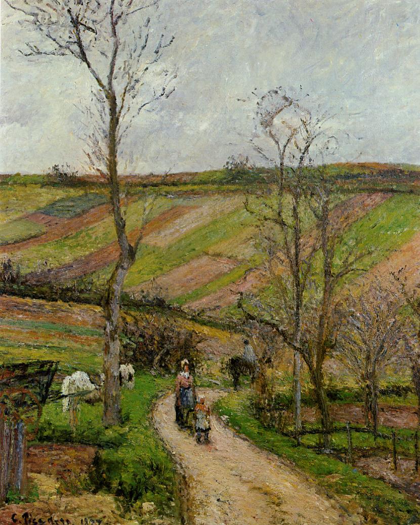 Route du Fond in Hermitage, Pontoise (1877) - Camille Pissarro Tablo