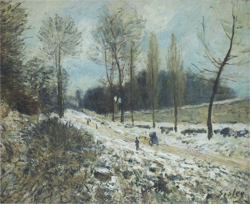 Route to Marly Le Roi in Snow - Alfred Sisley Tablo