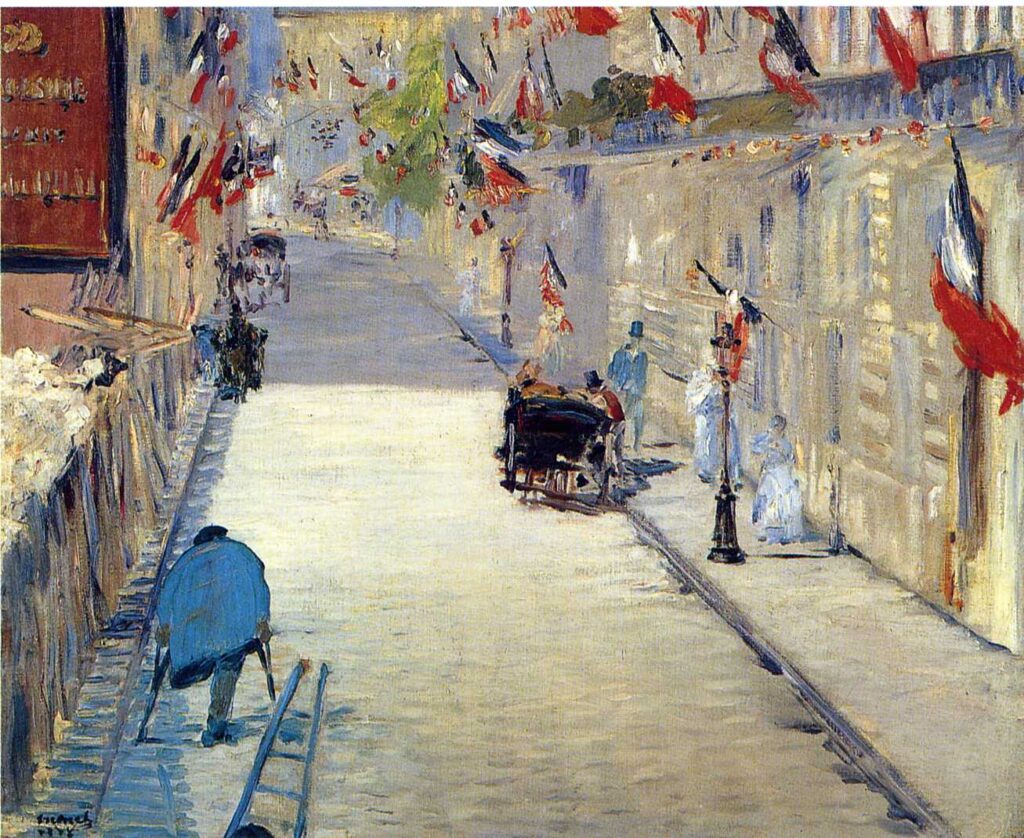 Rue Mosnier decorated with Flags (1878) - Edouard Manet Tablo