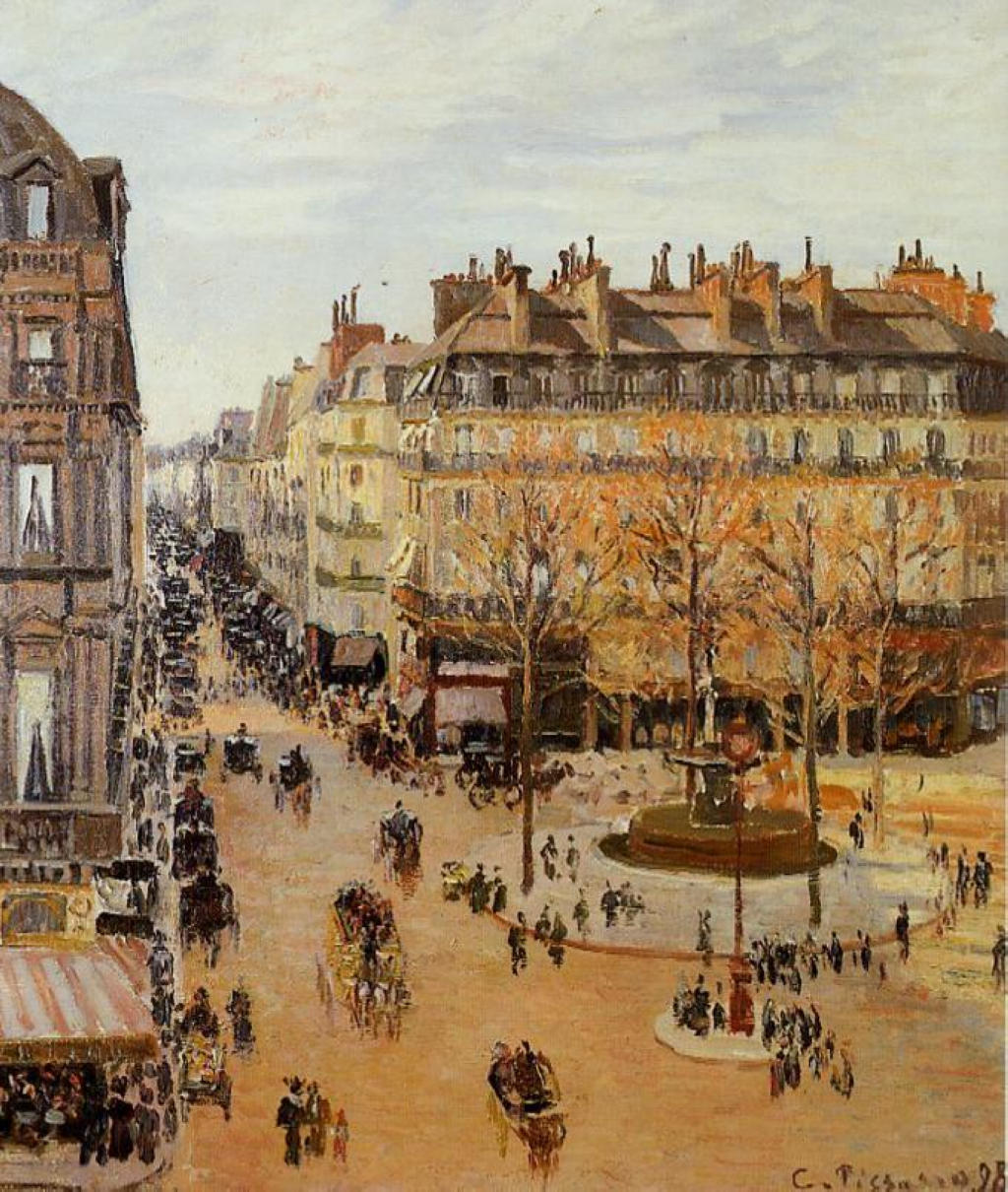 Rue Saint Honore, Sun Effect, Afternoon (1898) - Camille Pissarro Tablo