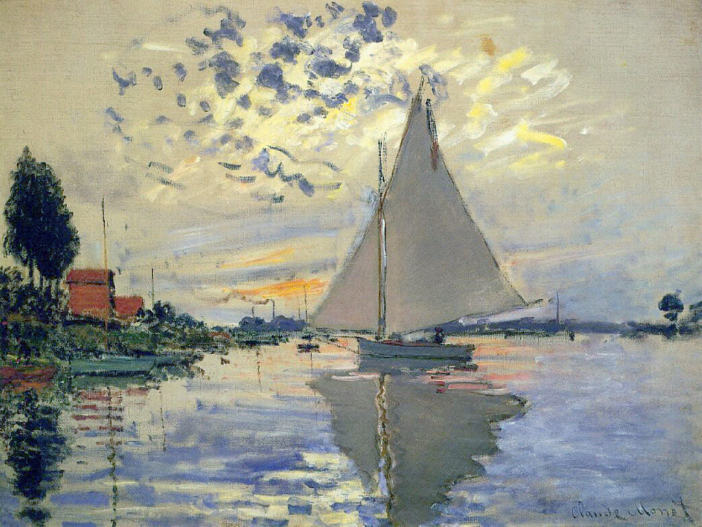 Sailboat at Le Petit Gennevilliers (1874) – Claude Monet Tablo