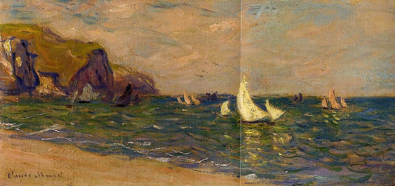 Sailboats at Sea, Pourville (1882) - Claude Monet Tablo