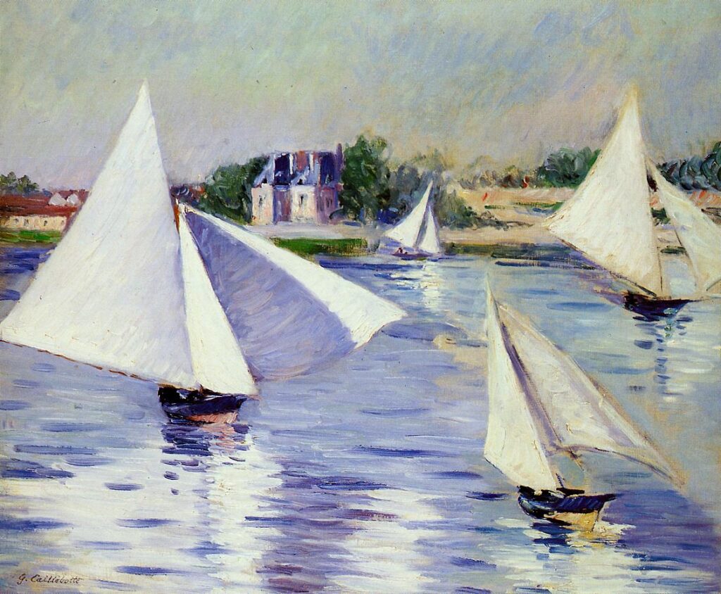 Sailboats on the Seine at Argenteuil (1892) - Gustave Caillebotte Tablo