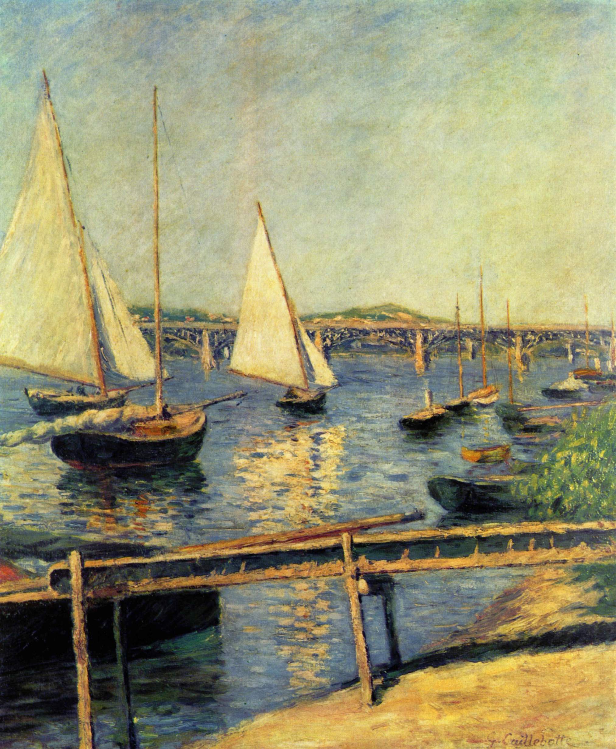 Sailing boats at Argenteuil (1888) - Gustave Caillebotte Tablo