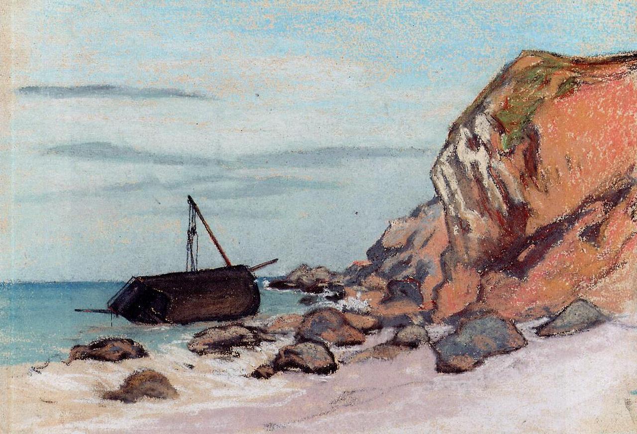 Saint Adresse, Beached Sailboat (1865) - Claude Monet Tablo