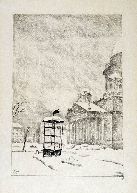 Saint Isaac`s cathedral under the snow (1922) - Mstislav Dobuzhinsky Tablo