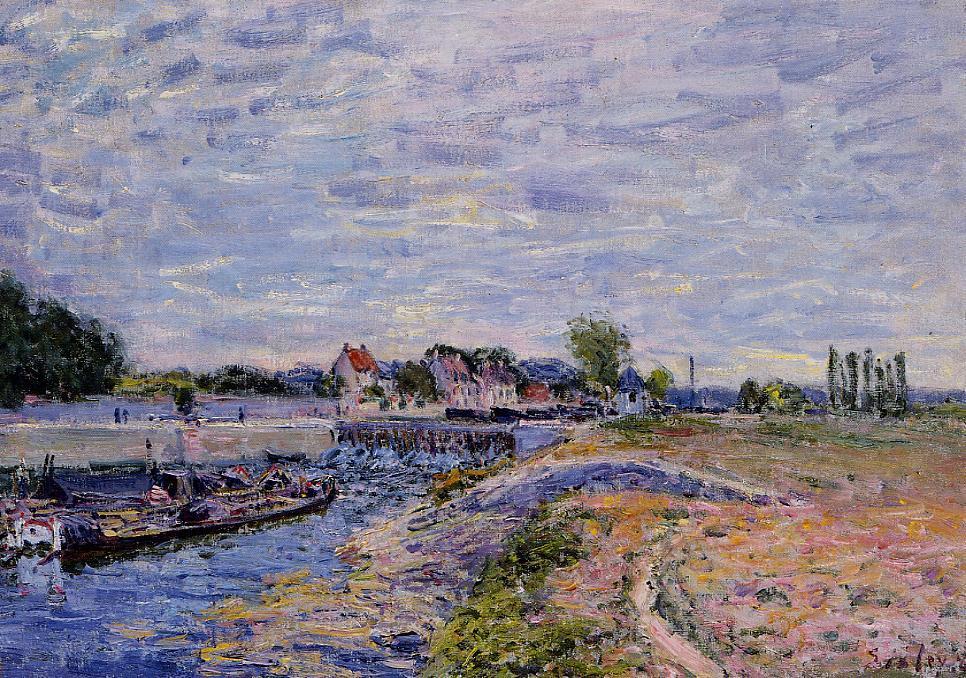 Saint Mammes Dam (1885) - Alfred Sisley Tablo