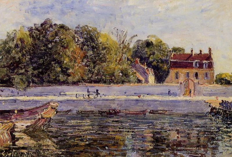 Saint Mammes House on the Canal du Loing (1885) - Alfred Sisley Tablo