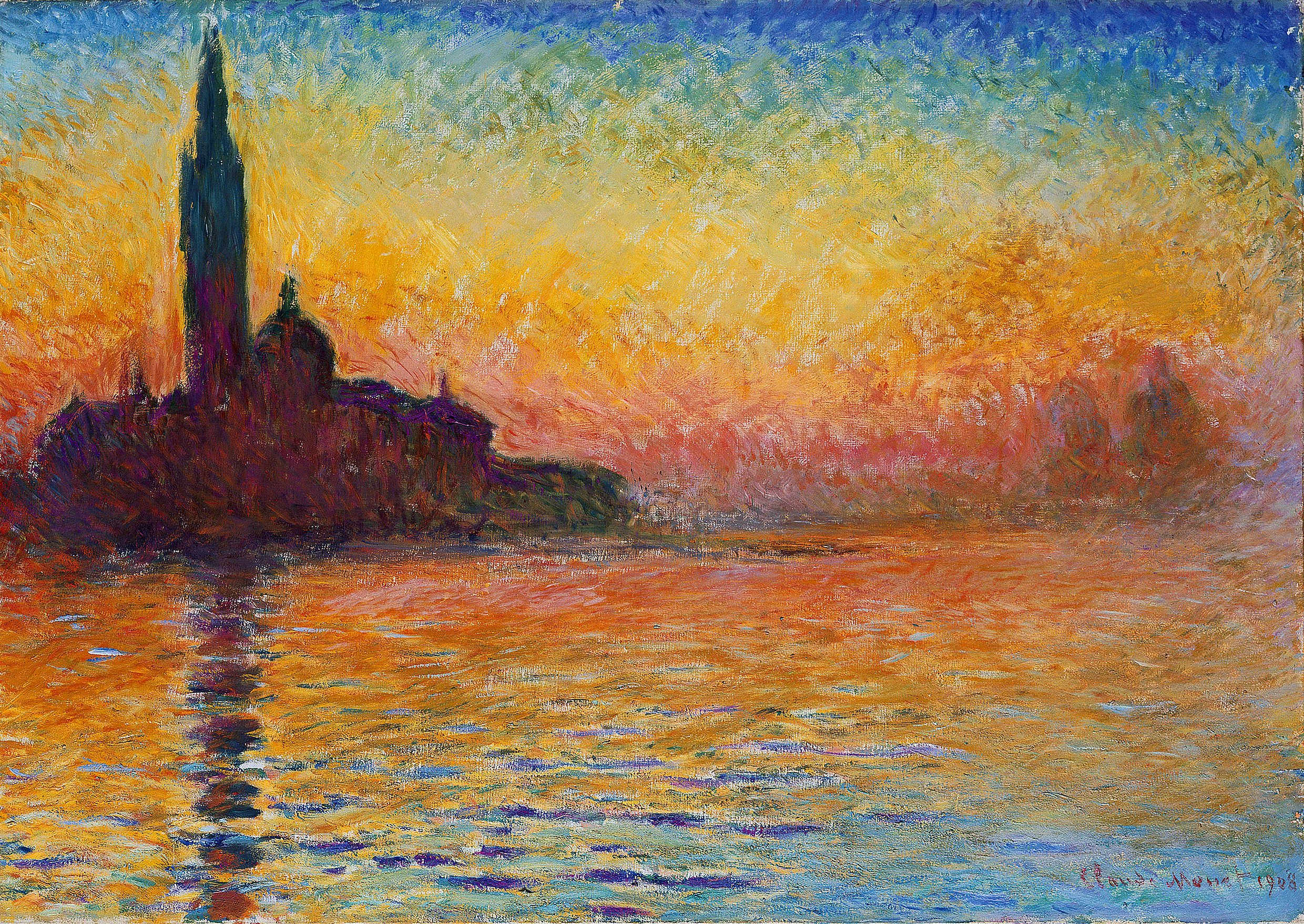San Giorgio Maggiore at Dusk (1908) - Claude Monet Tablo