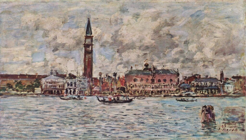 San Marco square in Venice (1895) – Eugène Boudin Tablo