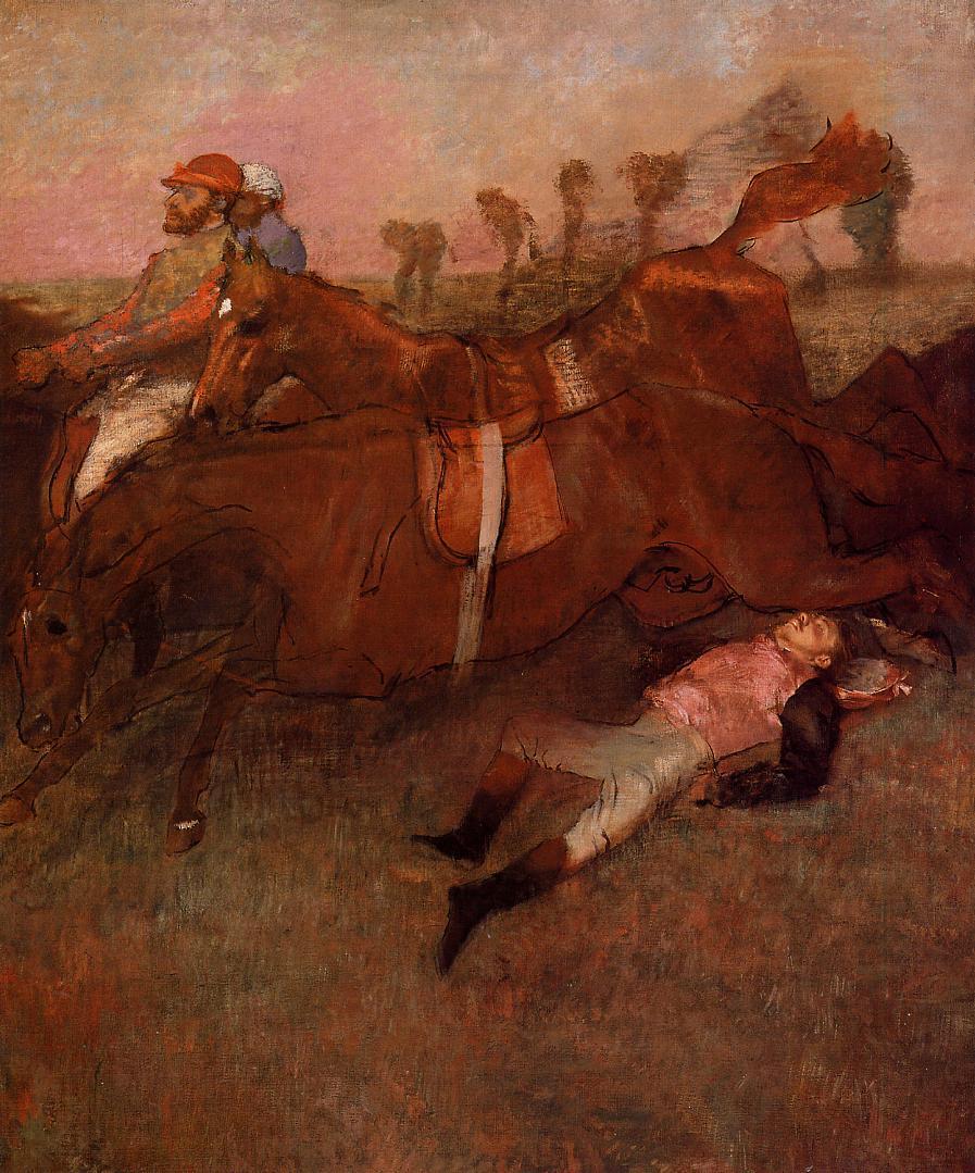 Scene from the Steeplechase the Fallen Jockey (1866) - Edgar Degas Tablo