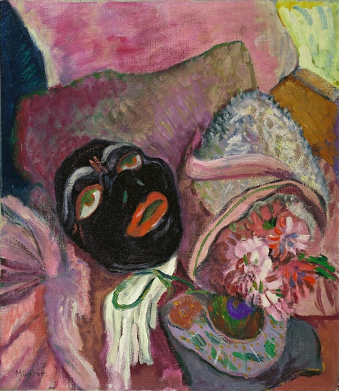 Schwarze Maske Mit Rosa (1912) - Gabriele Münter Tablo