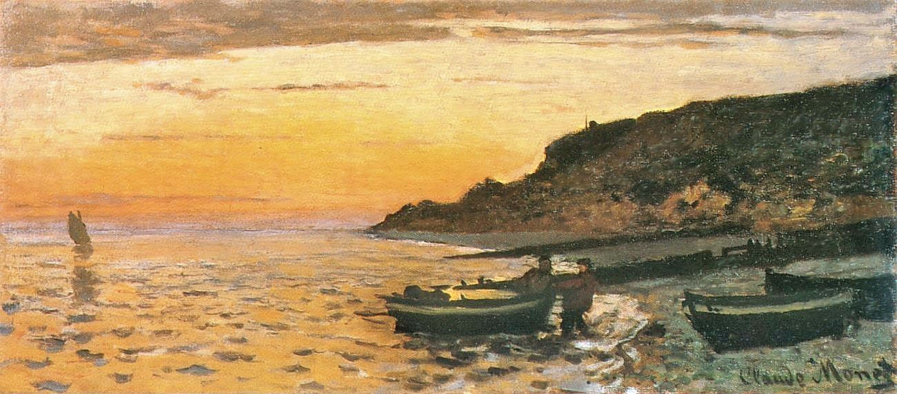 Seacoast at Saint Adresse, Sunset (1864) - Claude Monet Tablo