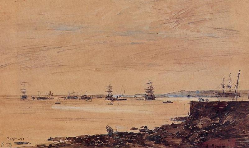 Seascape (1871) - Eugène Boudin Tablo