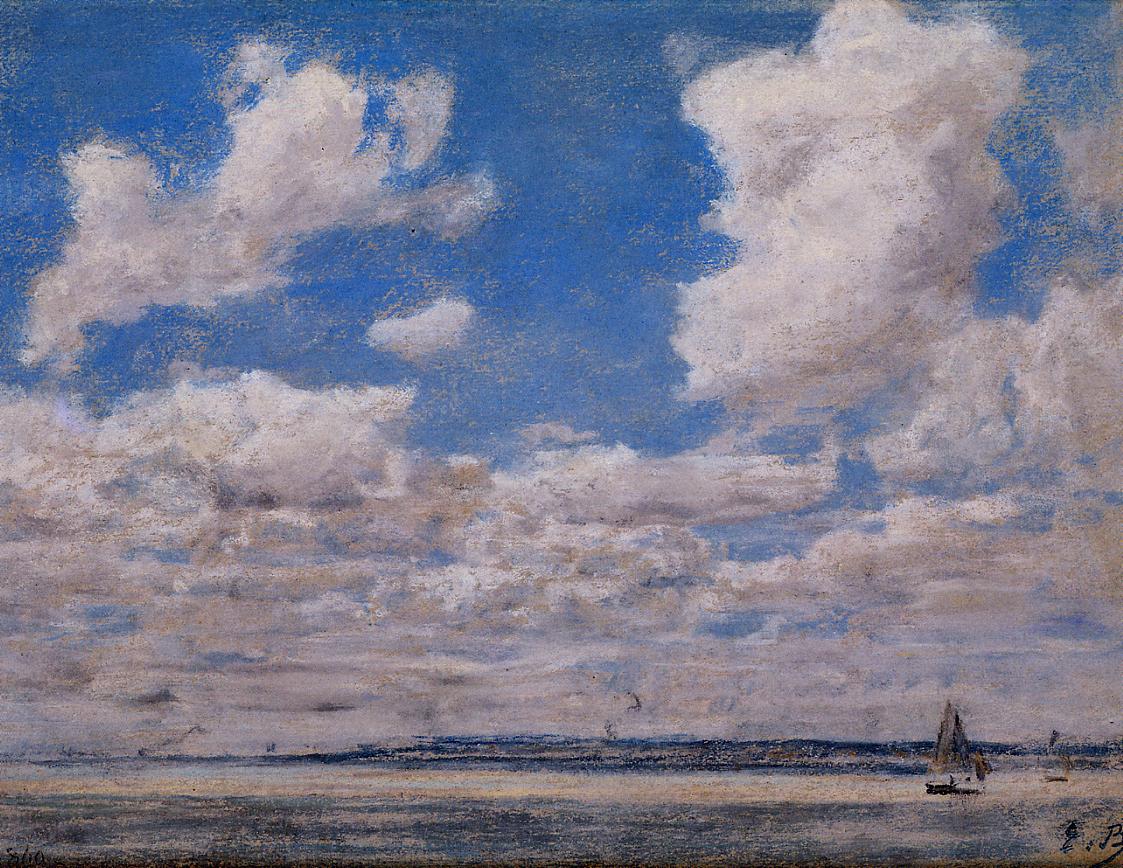 Seascape with Large Sky (1860) - Eugène Boudin Tablo
