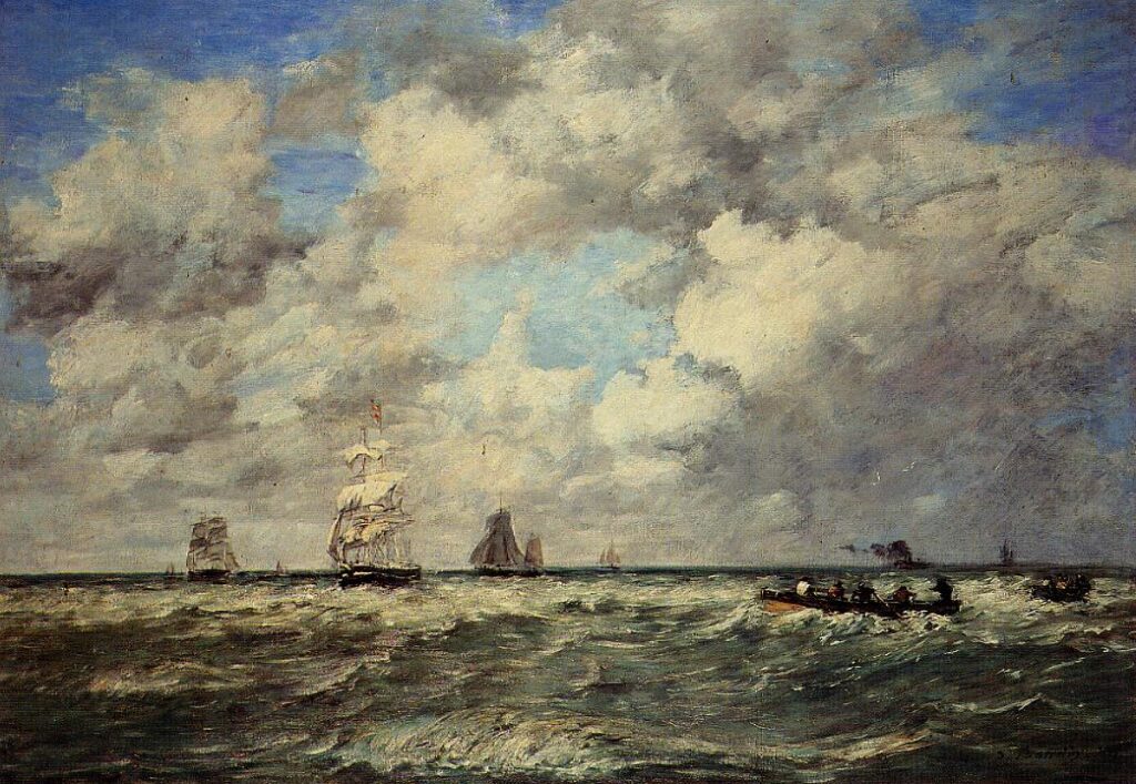 Seascape, Les Lamaneurs (1884) – Eugène Boudin Tablo
