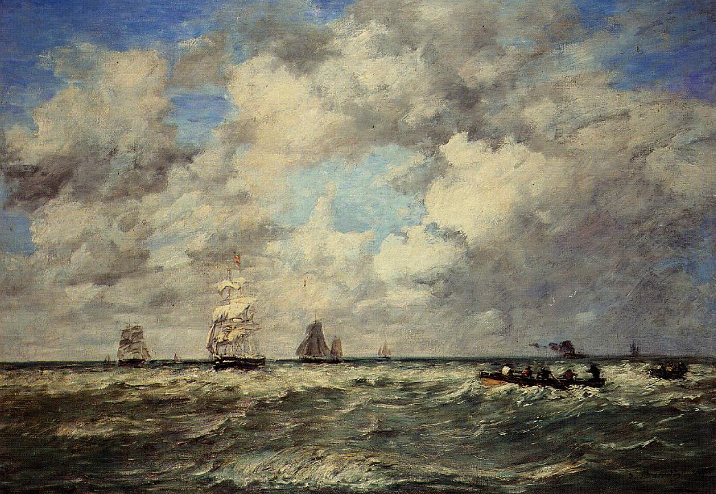 Seascape, Les Lamaneurs (1884) - Eugène Boudin Tablo