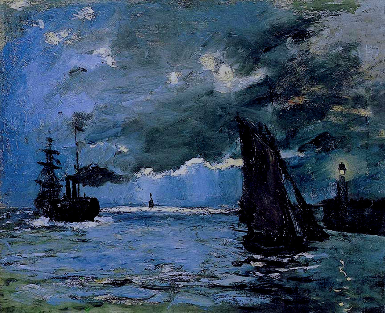 Seascape, Night Effect (1866) - Claude Monet Tablo