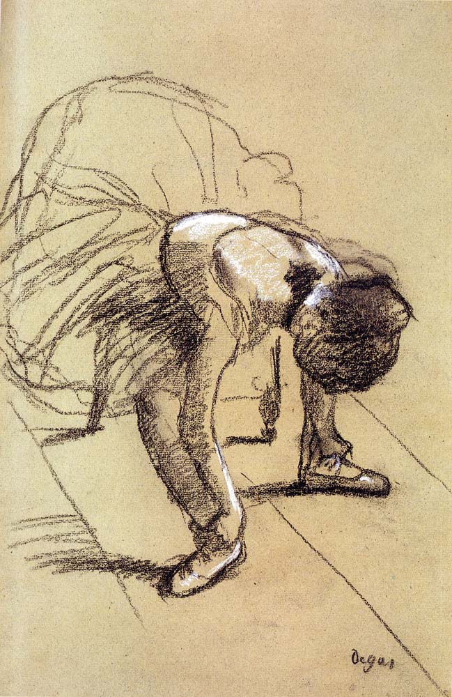 Seated Dancer Adjusting Her Shoes (1880) - Edgar Degas Tablo
