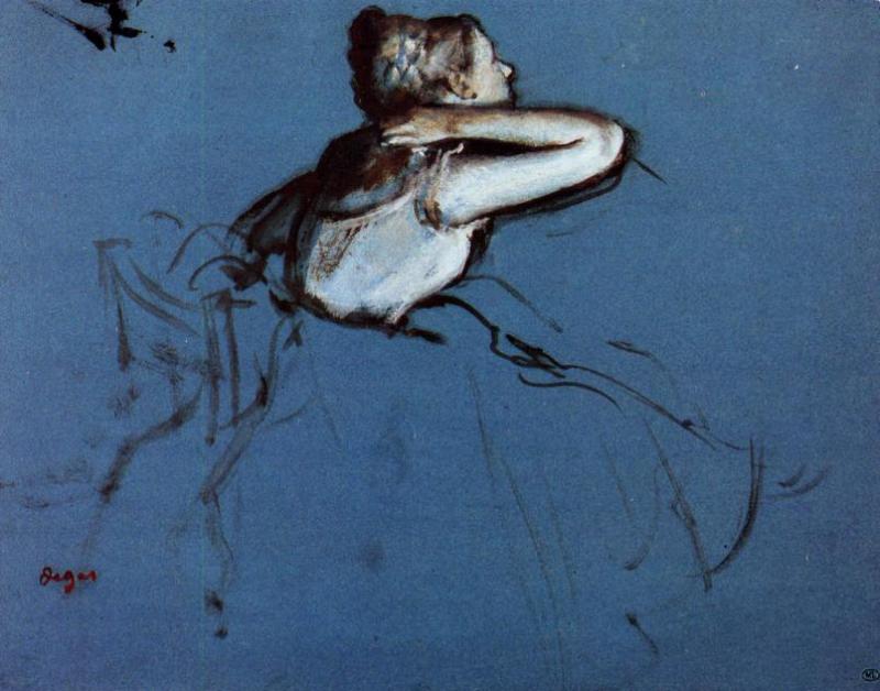 Seated Dancer in Profile (1873) - Edgar Degas Tablo