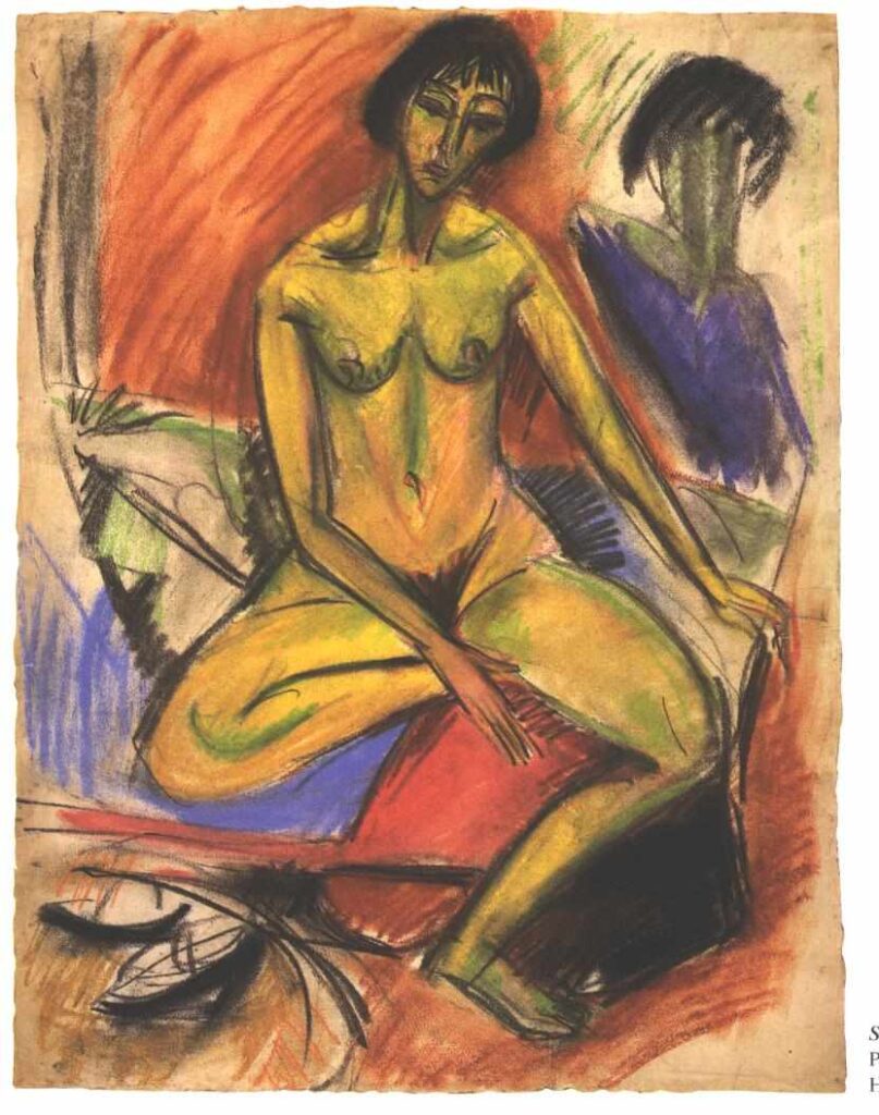 Seated Female Nude - Ernst Ludwig Kirchner Tablo