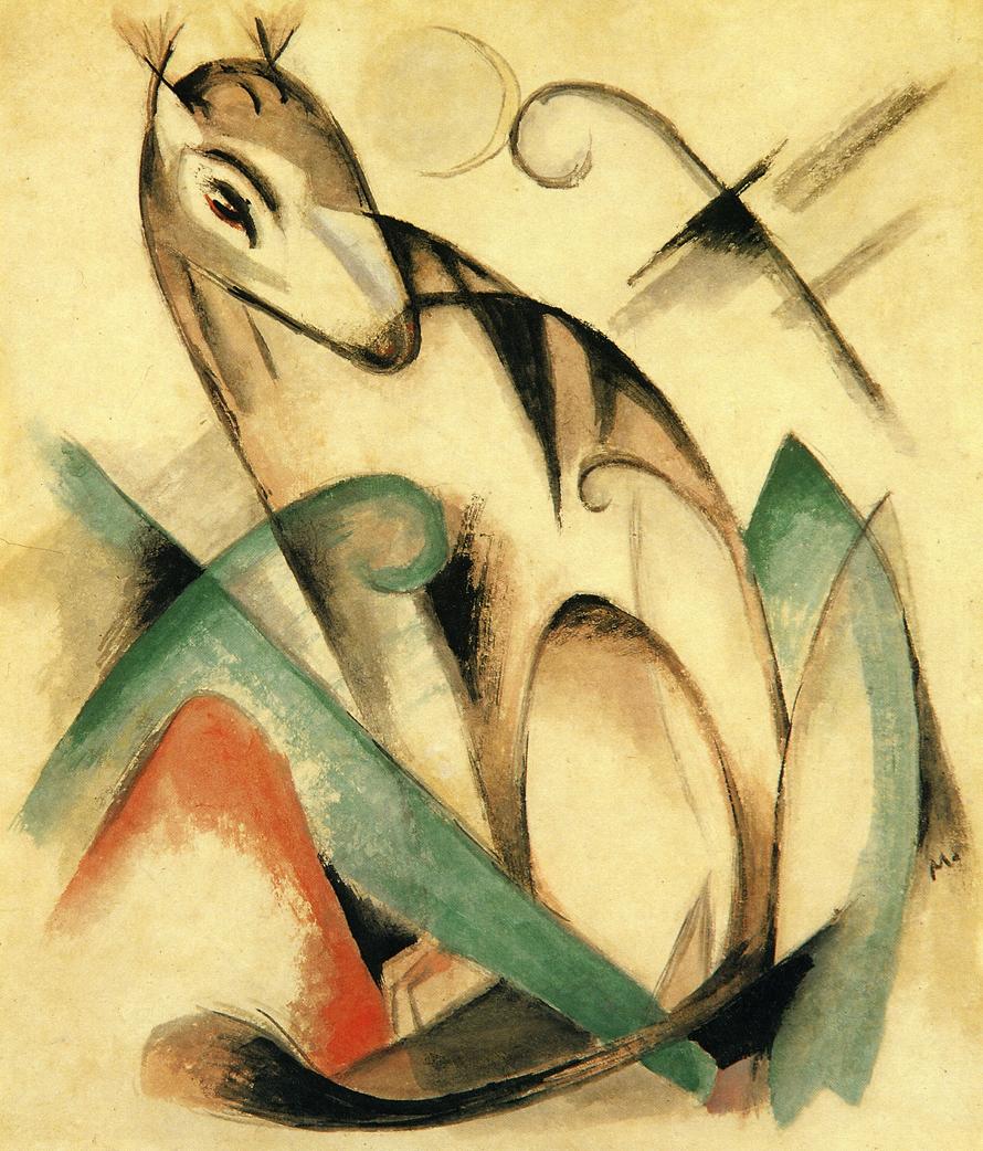 Seated Mythical Animal (1913) - Franz Marc Tablo