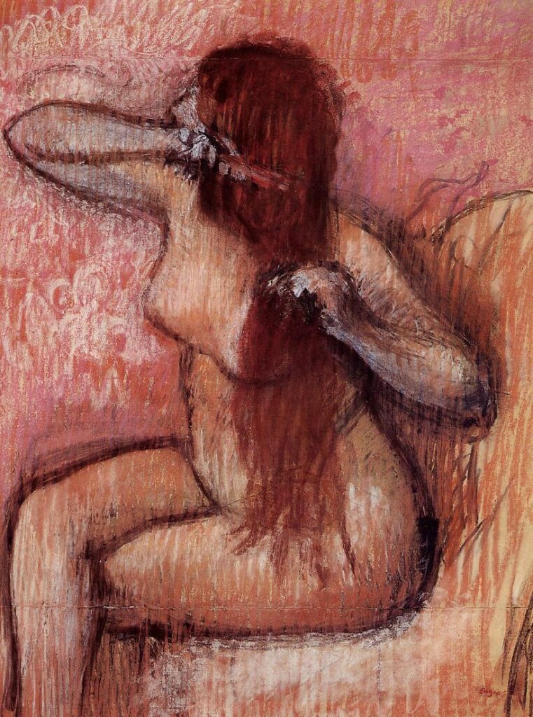 Seated Nude Combing Her Hair (1887) – Edgar Degas Tablo