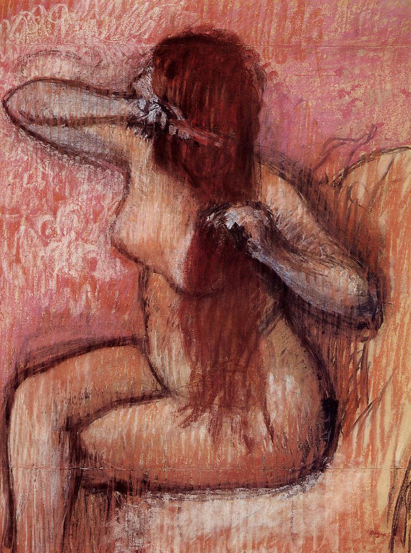 Seated Nude Combing Her Hair (1887) - Edgar Degas Tablo