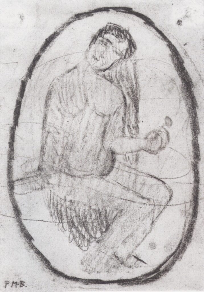 Seated Nude with a flower (1906) - Paula Modersohn-Becker Tablo