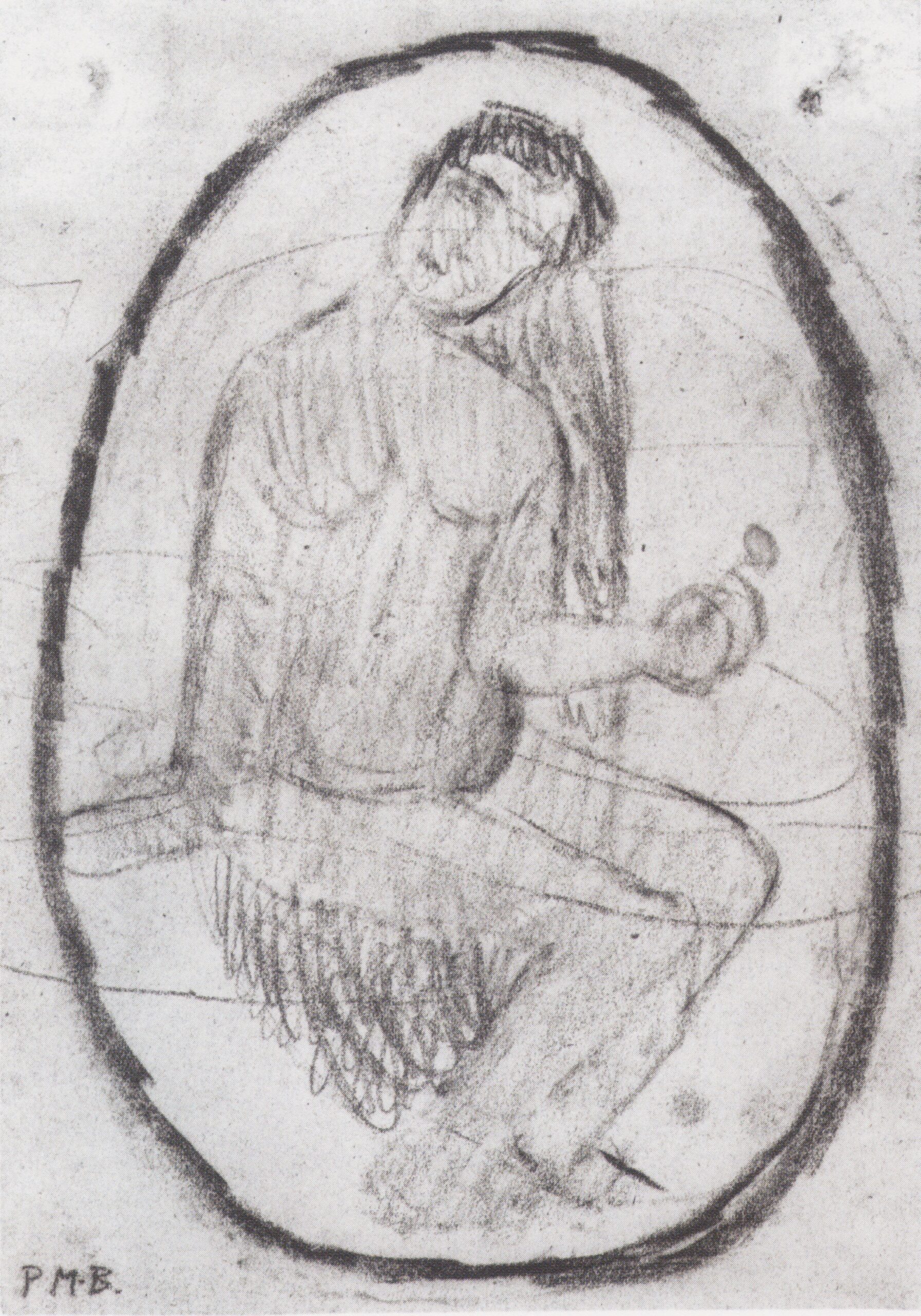 Seated Nude with a flower (1906) - Paula Modersohn-Becker Tablo