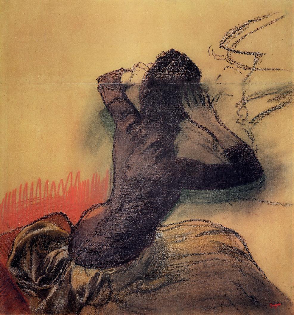 Seated Woman Adjusting Her Hair (1890) - Edgar Degas Tablo