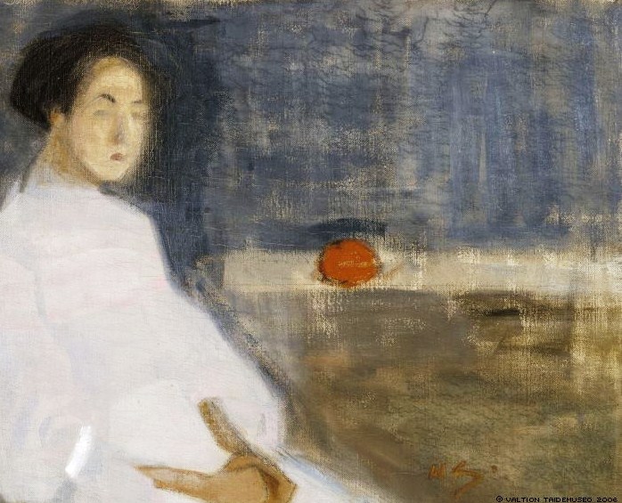 Seated Woman in White Dress (1908) - Helene Schjerfbeck Tablo