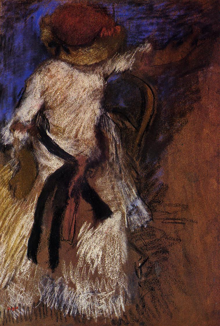Seated Woman in a White Dress (1888) - Edgar Degas Tablo